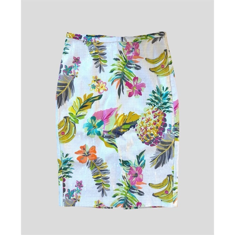Le Superbe Supershine Sequin Pencil Skirt In Tropical Cali Shine- Size 2